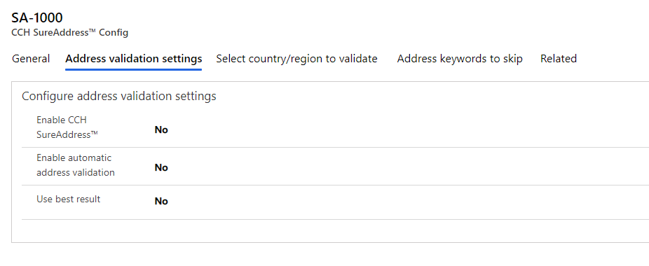 Validation Settings