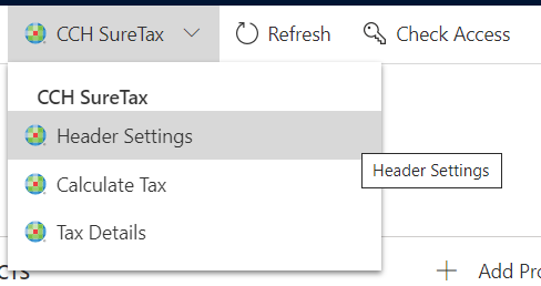 Header Settings button