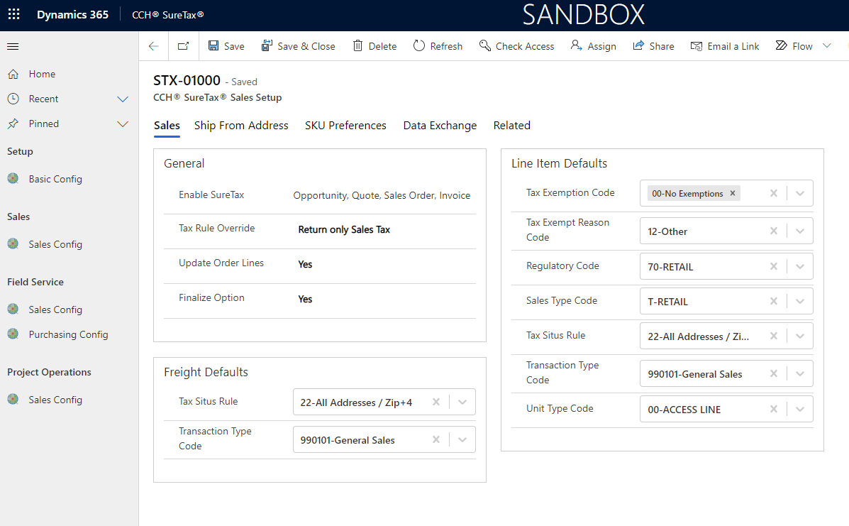 Sales Setup